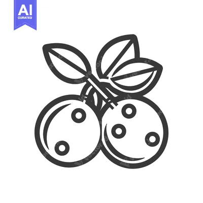 Aset premium populer: Line Drawing of Two Round Berries with Leaves