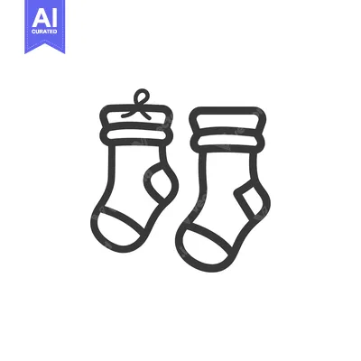 Aset premium populer: Line Drawing of Two Socks, One with a Bow