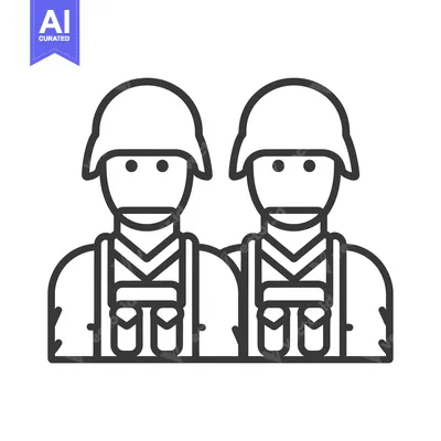 Premium design asset: Line drawing of two soldiers in uniform