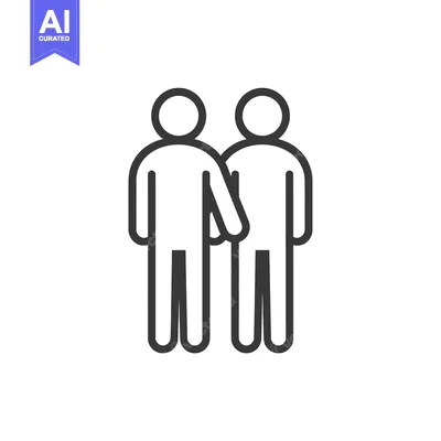 Aset desain premium: Line Drawing of Two Stick Figures Holding Hands