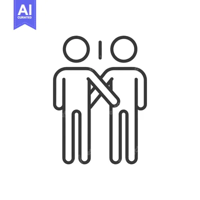 Premium design asset: Line drawing of two stick figures with arms crossed