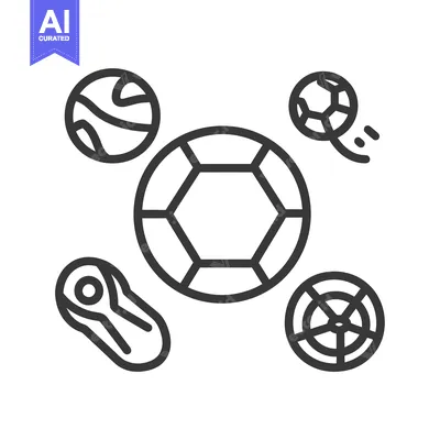 Aset premium populer: Line Drawing of Various Types of Balls