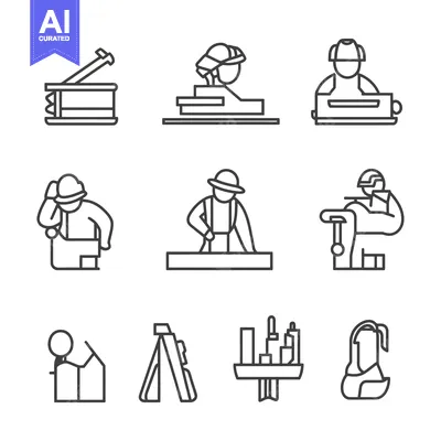 Popular premium asset: Line Drawings of Construction Workers and Tools