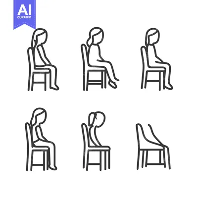 Line Drawings of Different Sitting Postures on a Chair