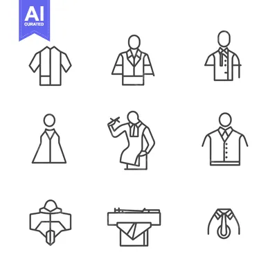 Aset premium populer: Line Drawings of Different Types of Clothing