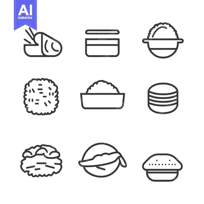 Aset premium populer: Line Drawings of Different Types of Food