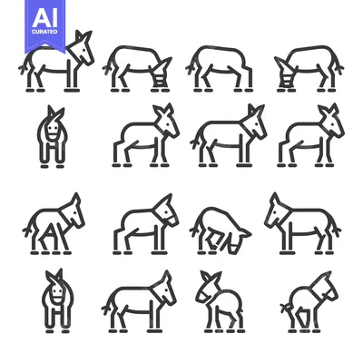 Popular premium asset: Line Drawings of Donkeys in Different Poses