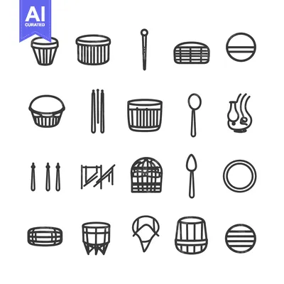 Aset premium populer: Line Drawings of Drums and Accessories