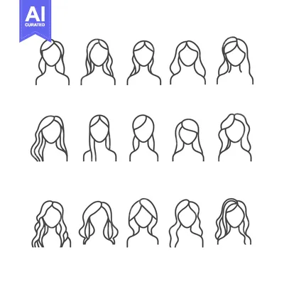 Line Drawings of Female Hairstyles