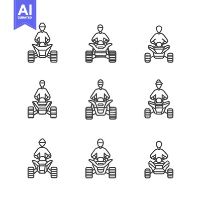 Premium design asset: Line Drawings of People Driving ATVs