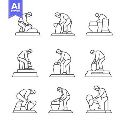 Aset premium populer: Line Drawings of People Lifting and Moving Objects