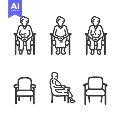 Aset desain premium: Line Drawings of People Sitting in Chairs