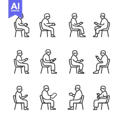 Popular premium asset: Line Drawings of People Sitting in Chairs with Various Poses