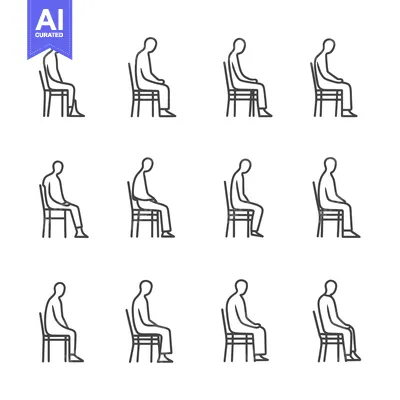 Aset premium populer: Line Drawings of People Sitting on Chairs in Different Positions