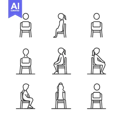 Aset premium populer: Line Drawings of People Sitting on Chairs in Various Positions