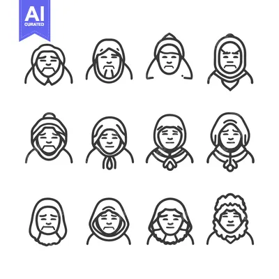 Aset premium populer: Line Drawings of People Wearing Hoods and Winter Clothing