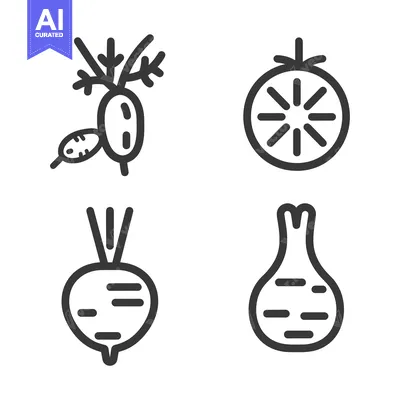 Aset premium populer: Line Drawings of Root Vegetables