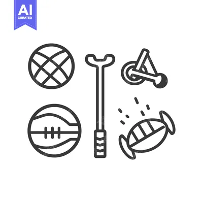 Aset premium populer: Line Drawings of Sports Equipment and Activities