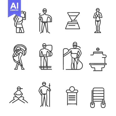 Aset desain premium: Line Drawings of Summer Activities and Equipment