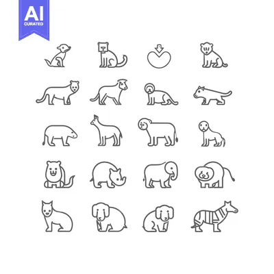 Popular premium asset: Line Drawings of Various Animals Including a Heart Symbol