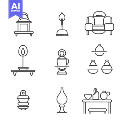 Line Drawings of Various Lamps and Furnishings