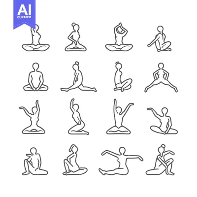 Aset premium populer: Line Drawings of Women Performing Yoga Poses