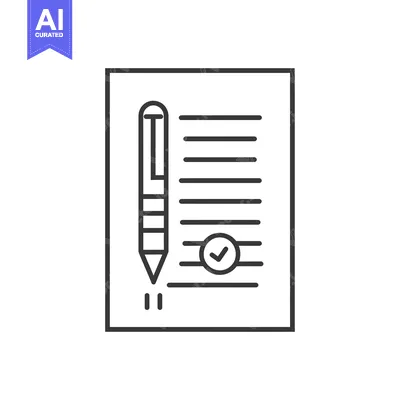 Aset desain premium: Line-Drawn Icon of a Checklist with a Pen