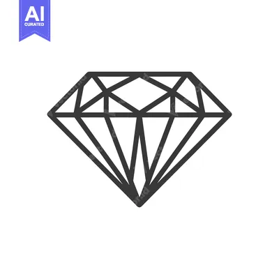 Premium design asset: Minimalist Diamond Icon: Geometric Facets on White Background