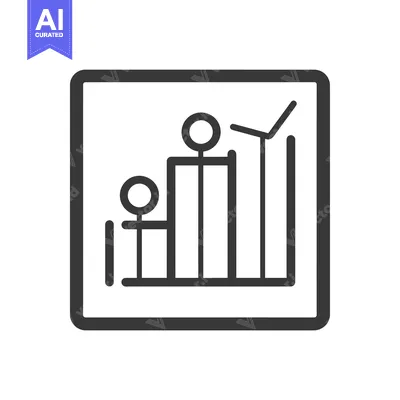 Aset desain premium: Line Graph Chart in a Square Frame