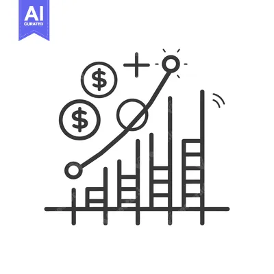Aset desain premium: Line Graph Showing Growth with Dollar Signs and Plus Symbol