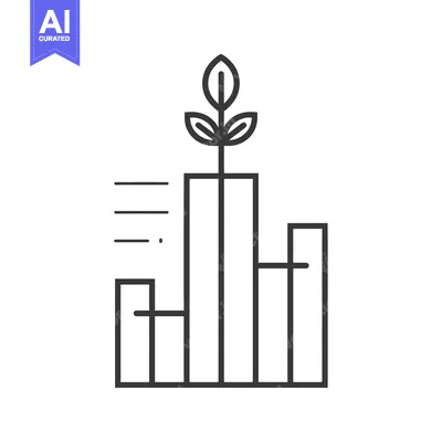 Aset desain premium: Line Graph with a Plant Growing on Top