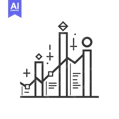Aset desain premium: Line Graph with Increasing Bars and Geometric Shapes
