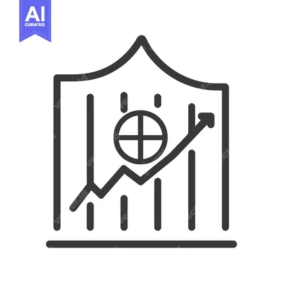Aset desain premium: Line Graph with Upward Trend and Globe Icon Inside a Box