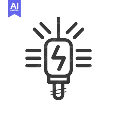 Aset desain premium: Line Icon of a Lightning Bolt in a Lightbulb