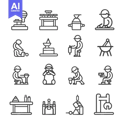 Premium design asset: Line Icons Depicting Construction Activities