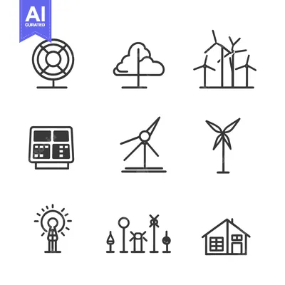 Popular premium asset: Line Icons Depicting Sustainable Energy Sources