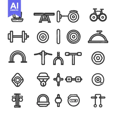 Aset premium populer: Line Icon Set of Outdoor Fitness Equipment