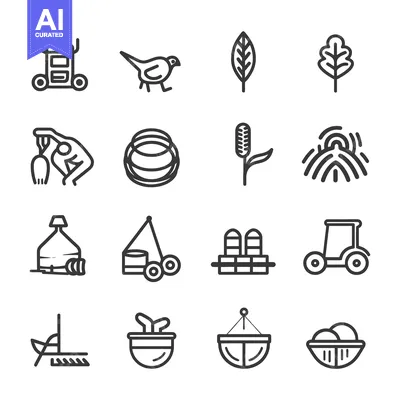 Premium design asset: Line Icons of Agricultural Tools and Objects