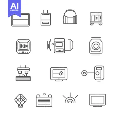 Aset desain premium: Line Icons of Various Electronic Devices and Equipment