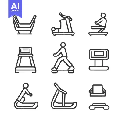 Aset premium populer: Line Icons of Various Gym Equipment and Exercise Activities