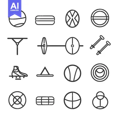 Premium design asset: Line Icons of Various Sports Equipment and Gear