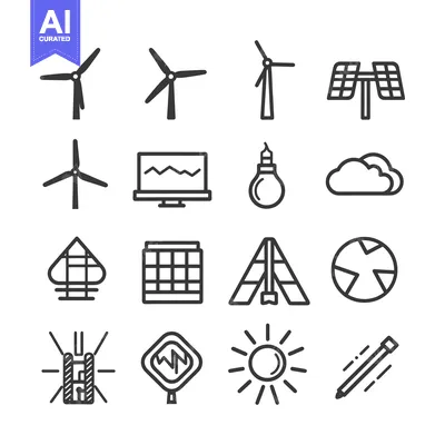 Popular premium asset: Line Icons Representing Renewable Energy and Sustainable Resources