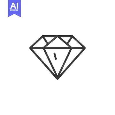 Aset premium populer: Minimalist Diamond Icon: Geometric Facets and Clean Line Art
