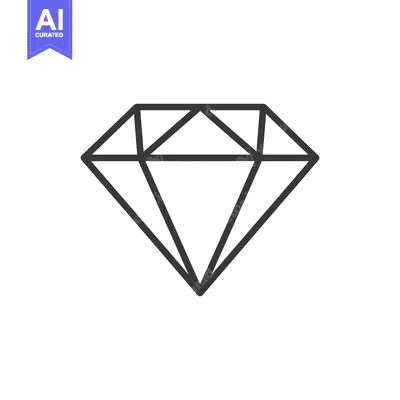 Aset desain premium: Minimalist Diamond Icon: Clean Line Art on White Background