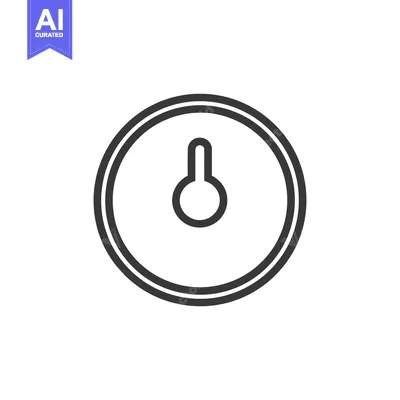 Minimalist Thermostat Icon: Clean Line Art on White Background