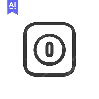 Zero Digit Icon in Rounded Square Frame, Minimalist Design