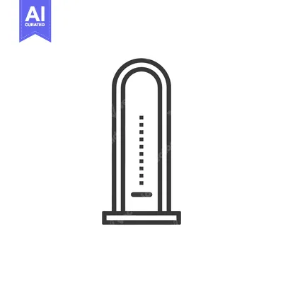 Aset desain premium: Minimalist Thermometer Icon: Clean Line Art on White Background