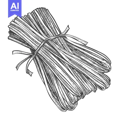 Premium design asset: An illustrated bundle of long strands tied with ribbon