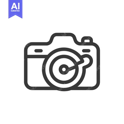 Aset desain premium: Camera Icon with Target Lens, Photography Concept, Minimalist Design