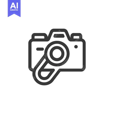 Aset premium populer: Minimalist Camera Icon with Strap, Bold Outline on White Background